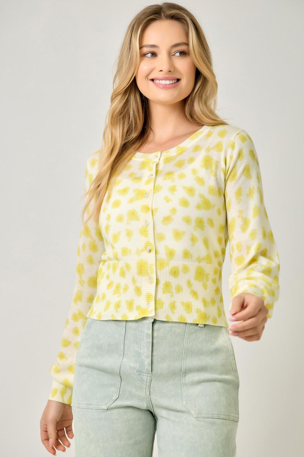 Ivory Yellow Floral Cardigan