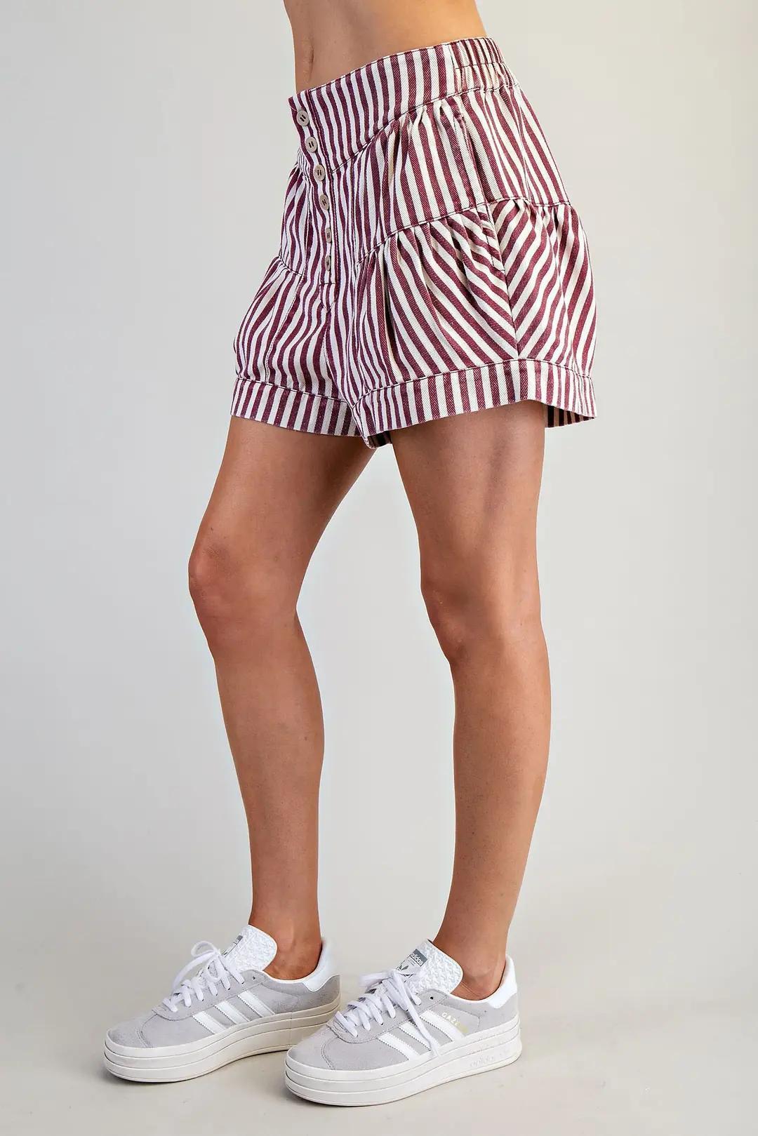 Cranberry Striped Button Down Shorts