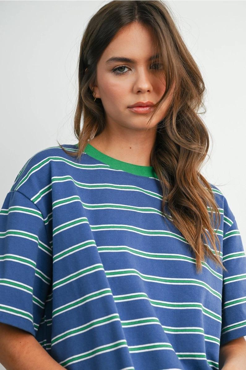 Blue and Green Boxy T shirt
