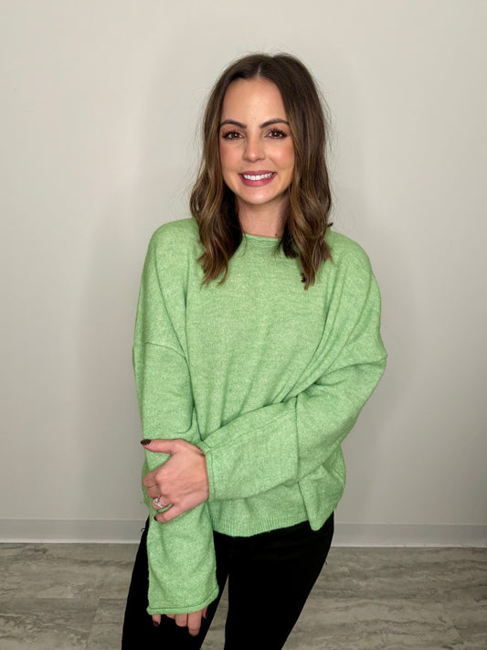 Green Rolled Neck Sweater