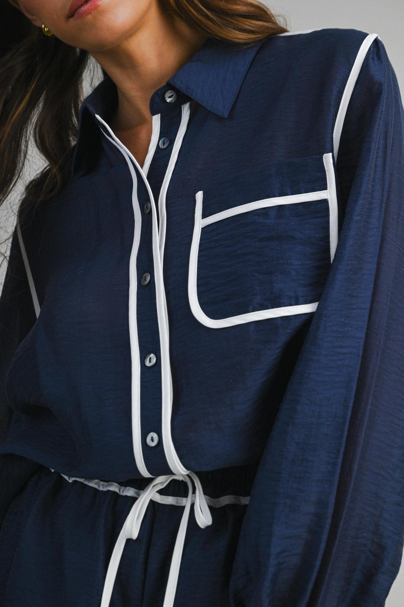 Navy with White Trim Shirt and Shorts Set