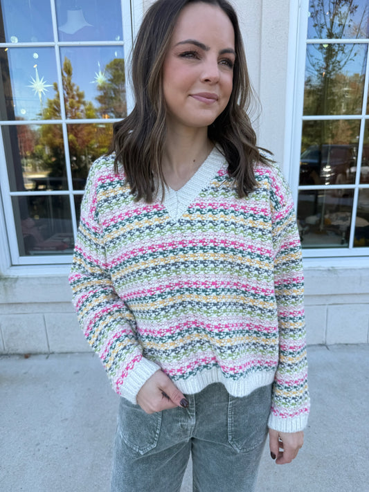 Multi Color Knit Crop Sweater