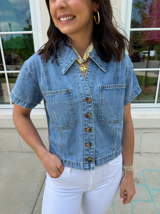 Medium Denim Button Up Shirt