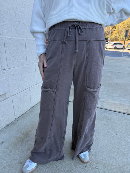 Espresso Mineral Washed Terry Knit Pants
