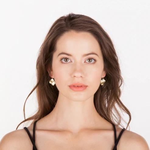 Brushed Gold Flower Drop Earrings