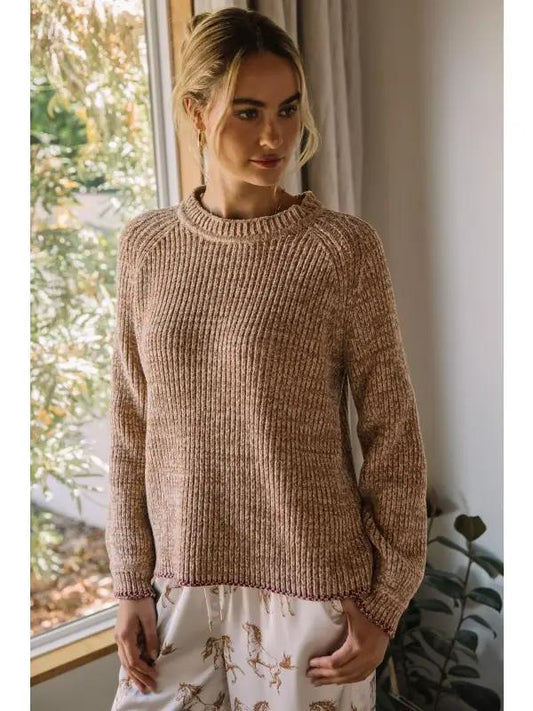 Caramel Knitted Long Sleeve Sweater