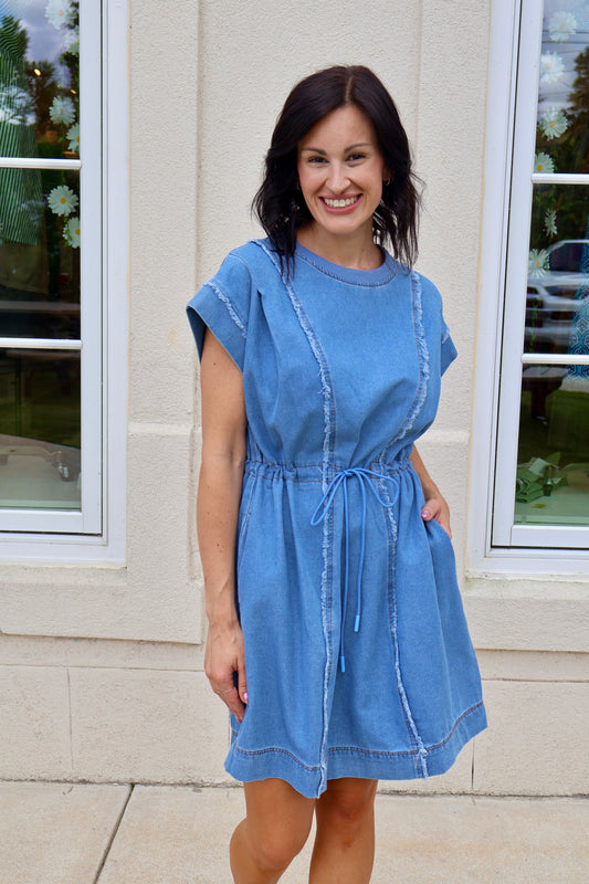 Lt Denim Chambray Mini Dress