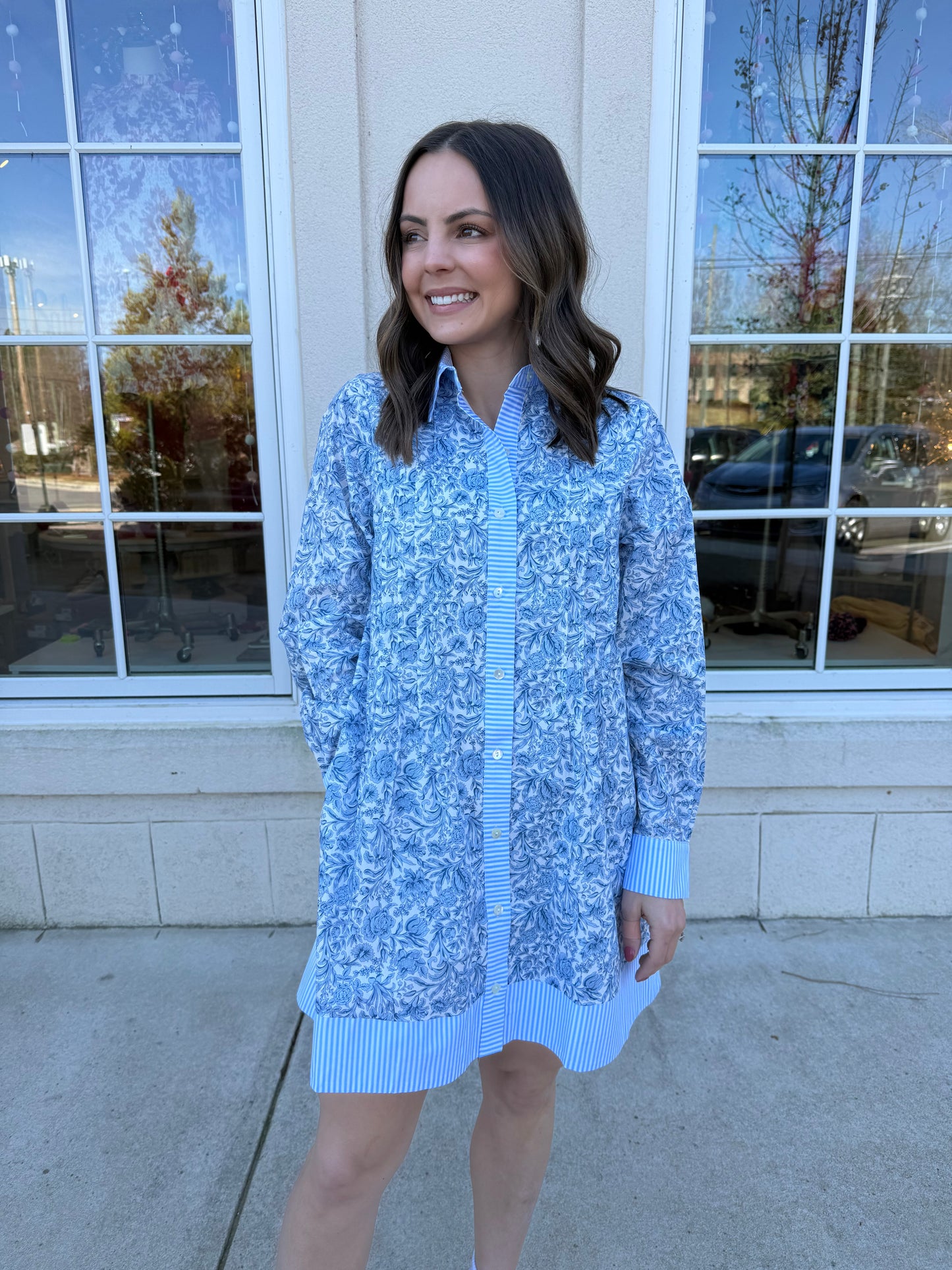 Blue Multi Contrast Striped Mini