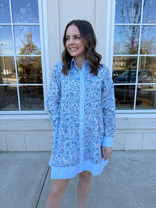 Blue Multi Contrast Striped Mini