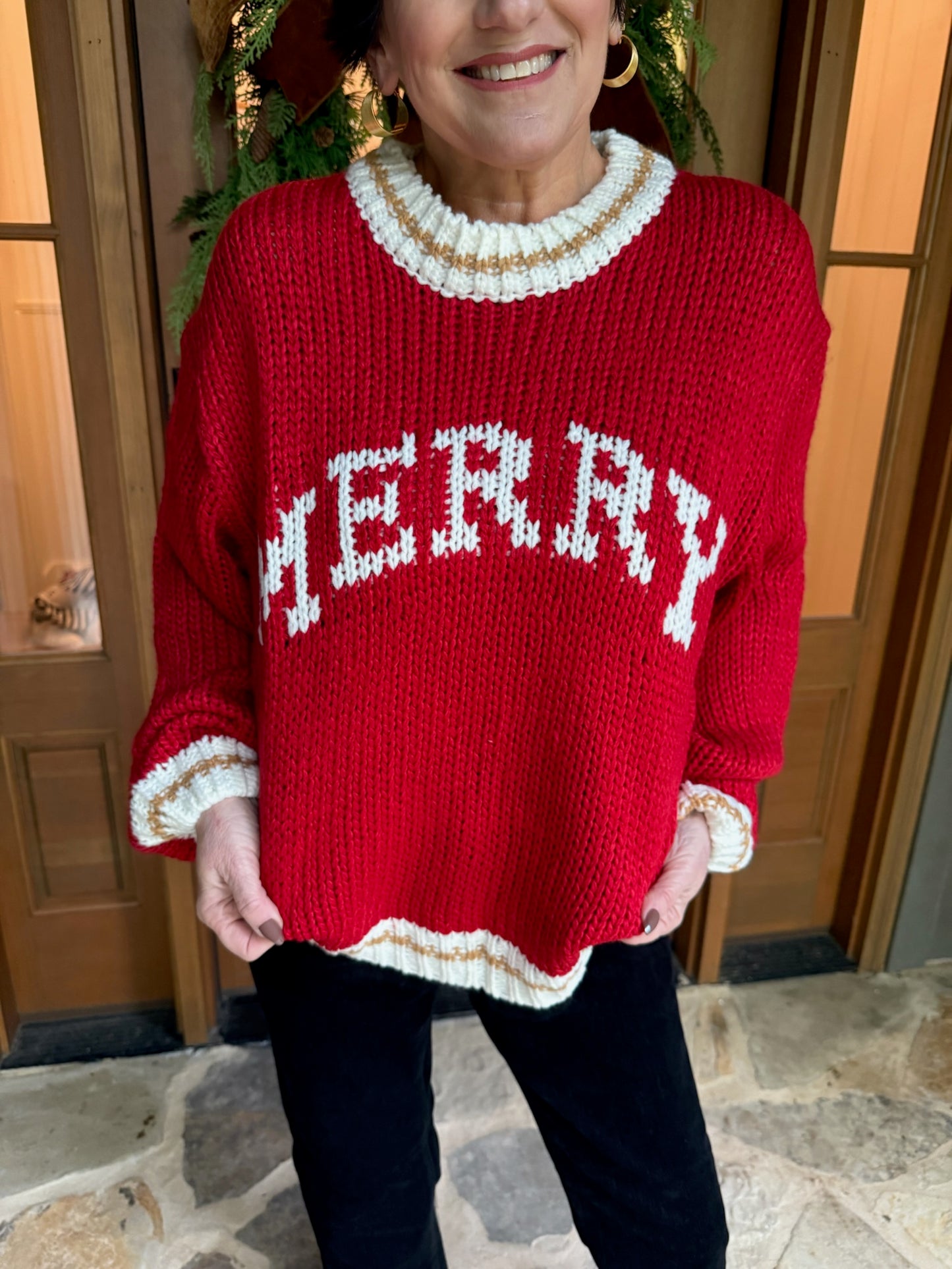 Red Merry Knit Sweater