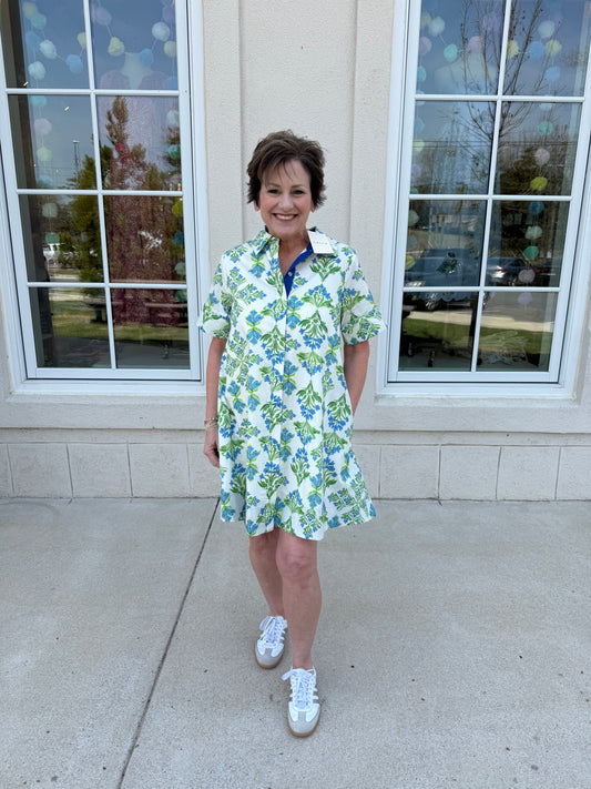 Cream Floral Print Mini Dress