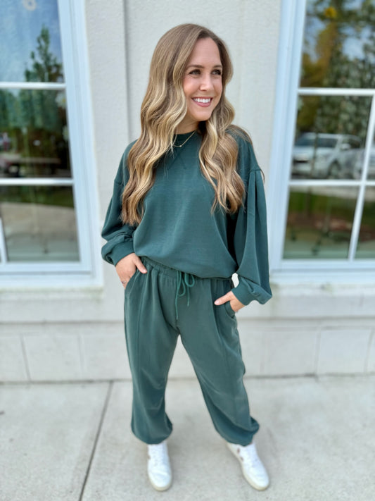 Deep Teal Pleated Lounge Set