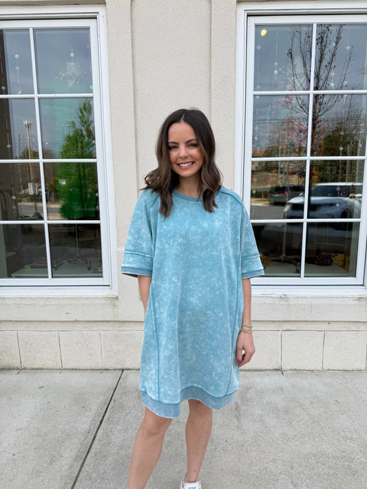 Washed Emerald Terry Dress