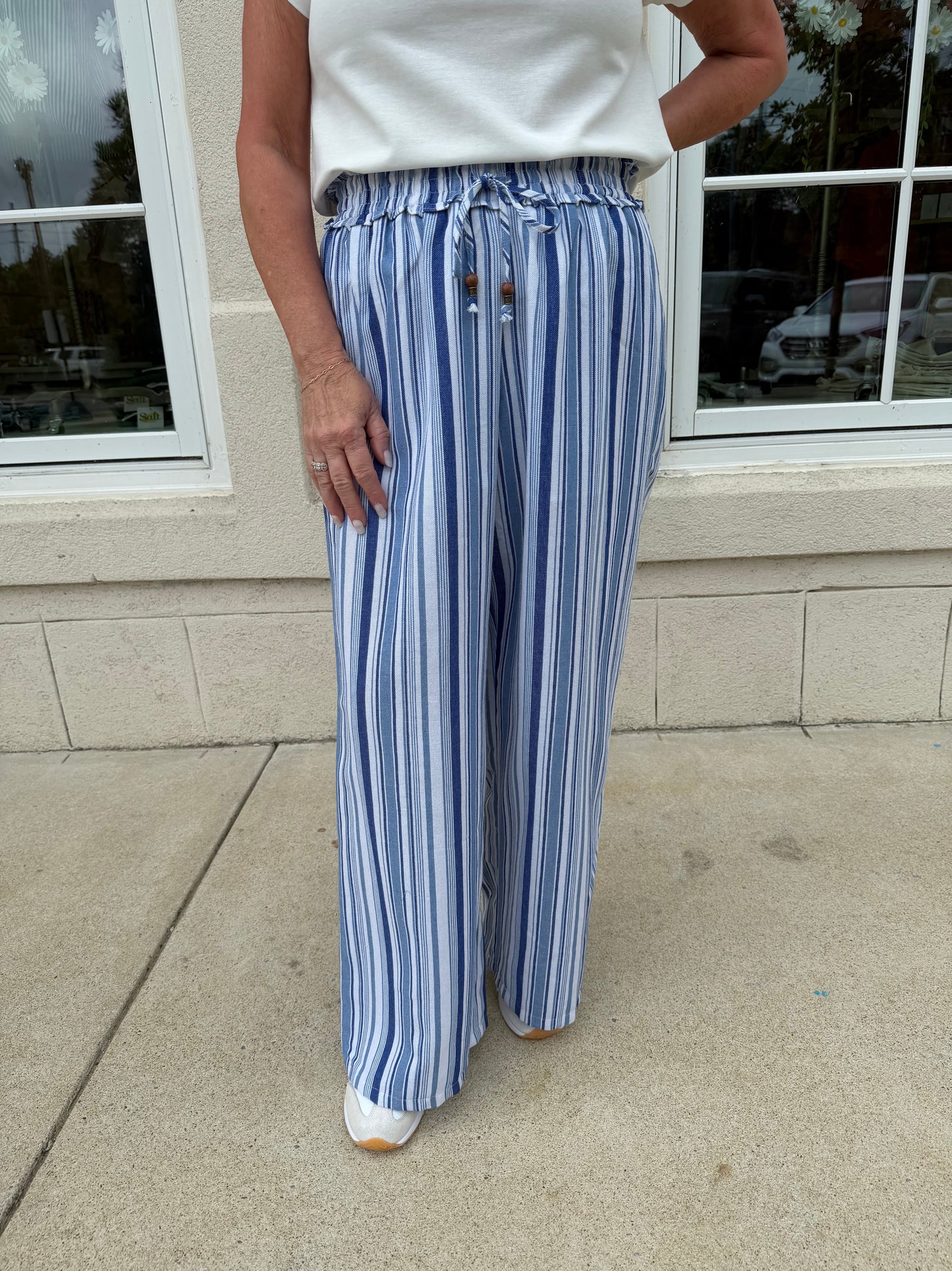 Lt Blue Loose Striped Pants
