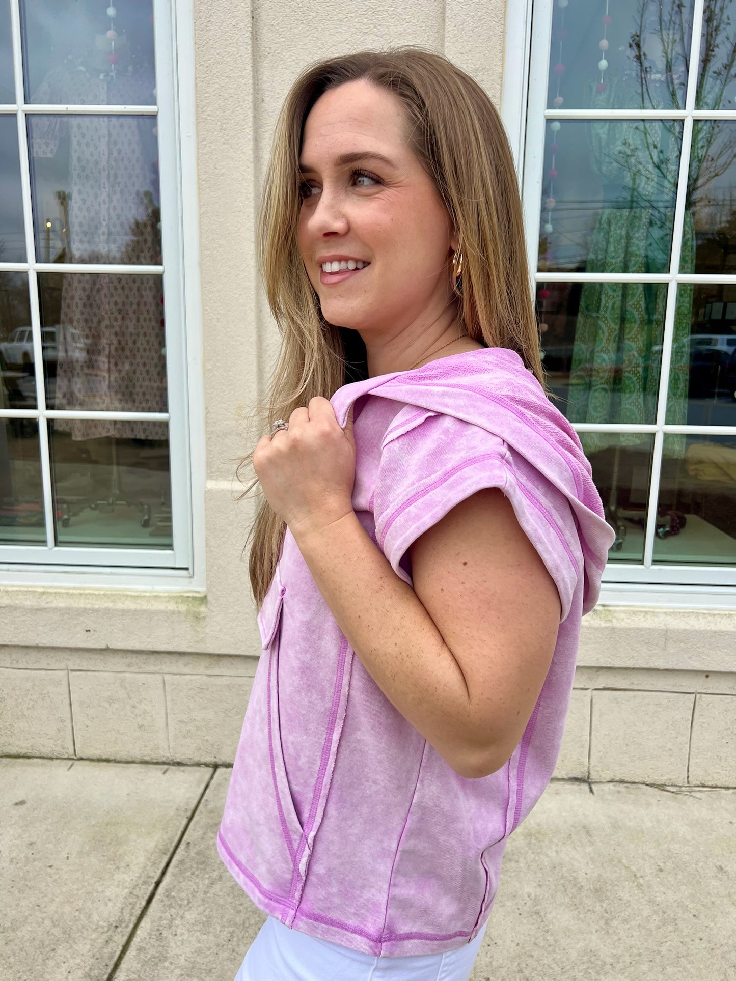 Washed Lavender Hoodie Top