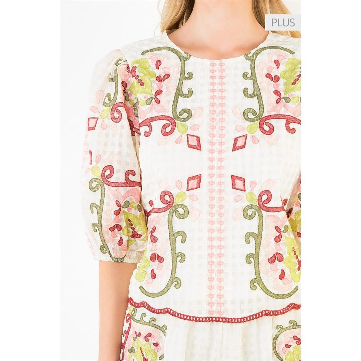 Cream Multi Embroidered Shirt