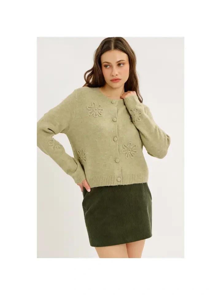 Smokey Green Cool Corduroy Mini Skirt
