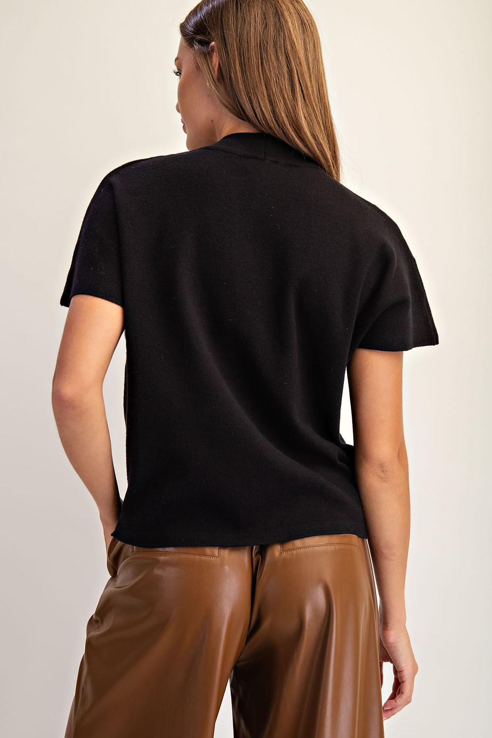 Black Sweater with Gold Tone Buttons