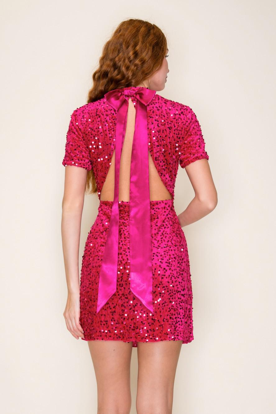 Hot Magenta Sequin Mini Dress