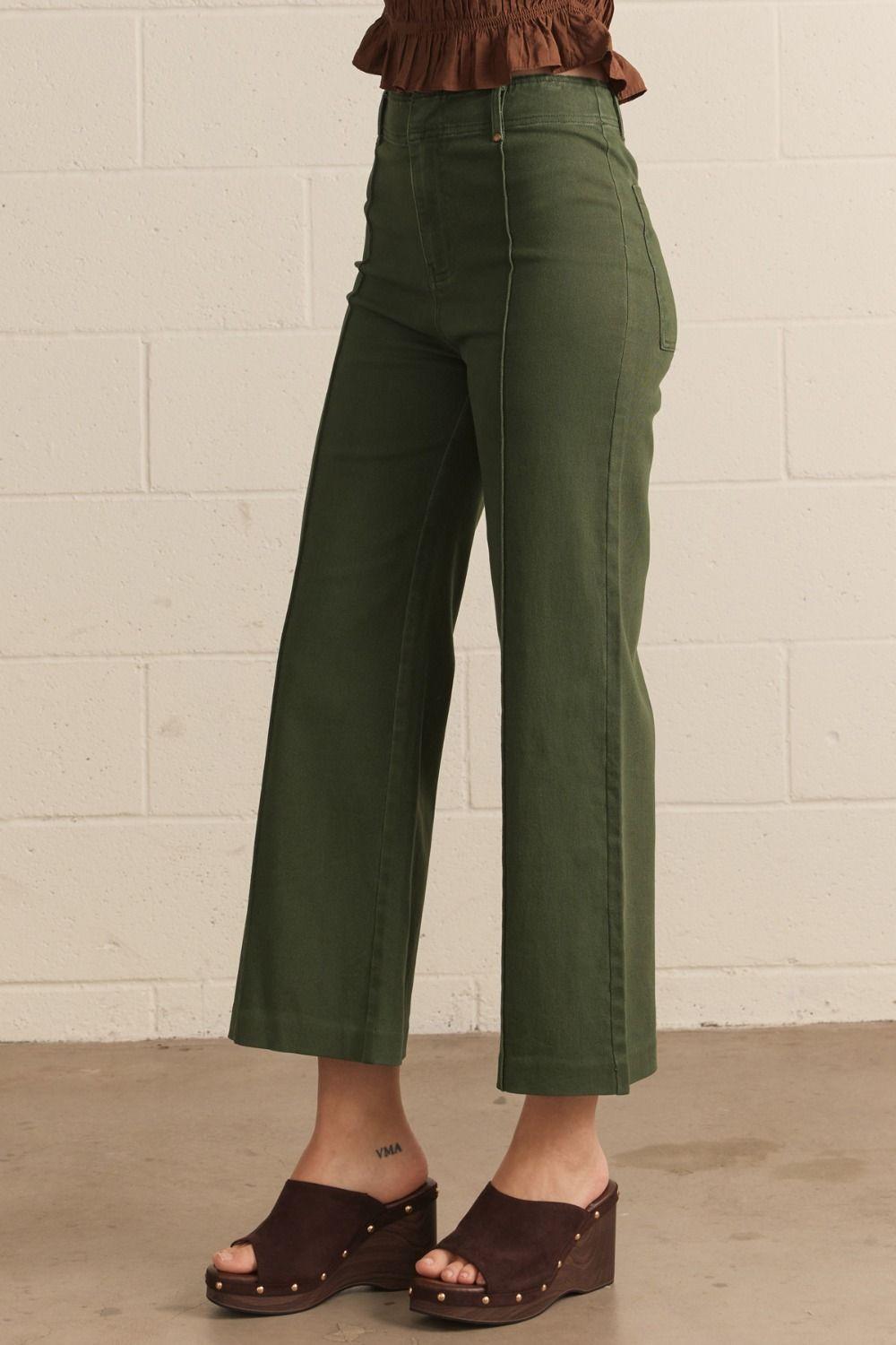 Hunter Green HR Wide Leg Pants