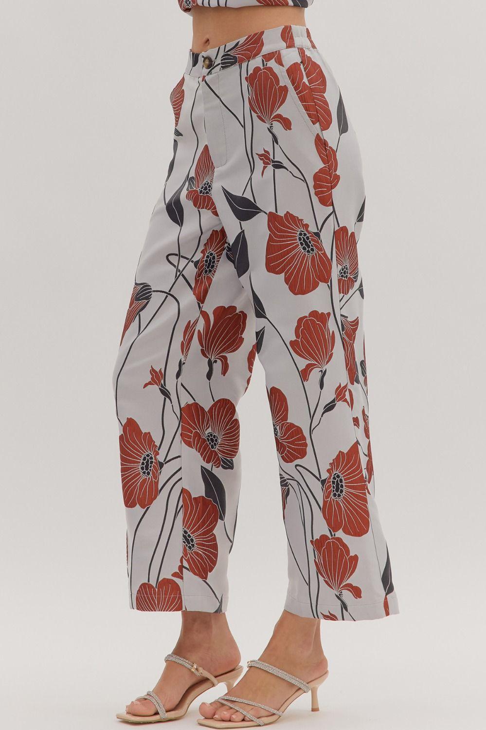 Silver Floral Pants Set