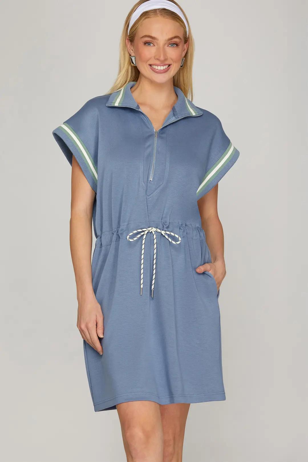 Dusty Blue Half Zip Mini
