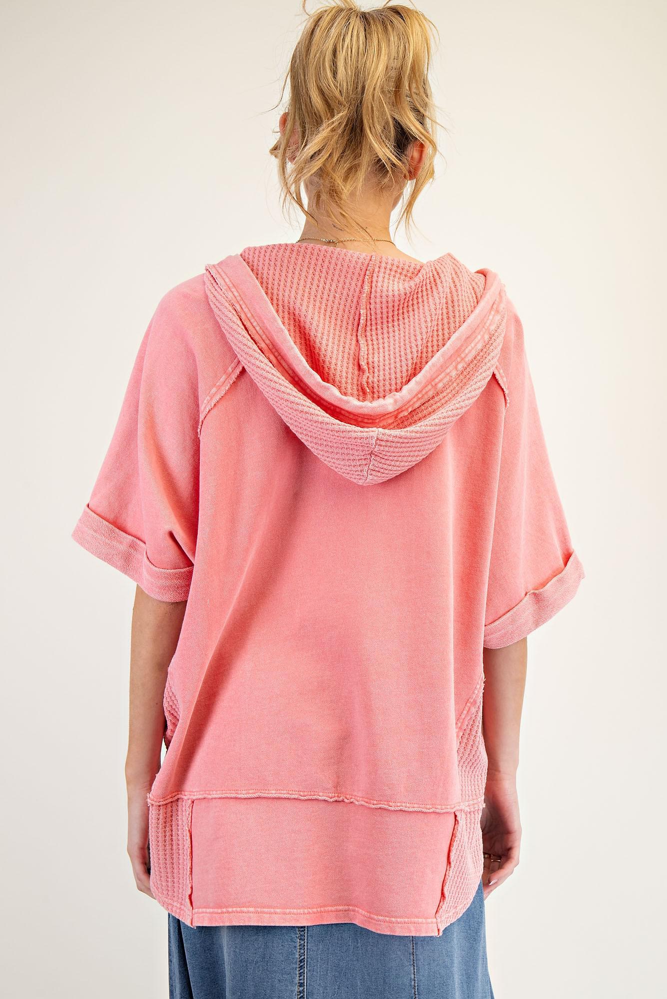 Coral Pink Thermal Mix Terry Pullover