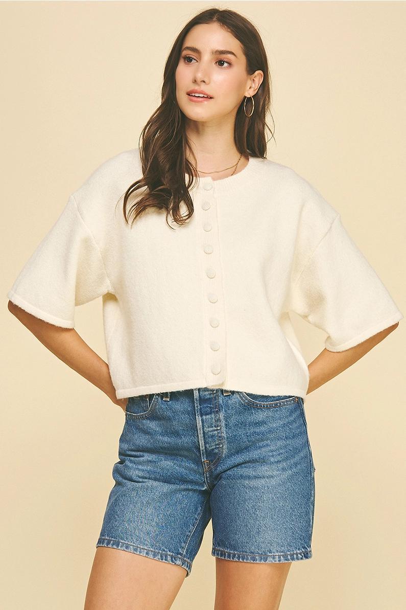 Cream Button Front Sweater