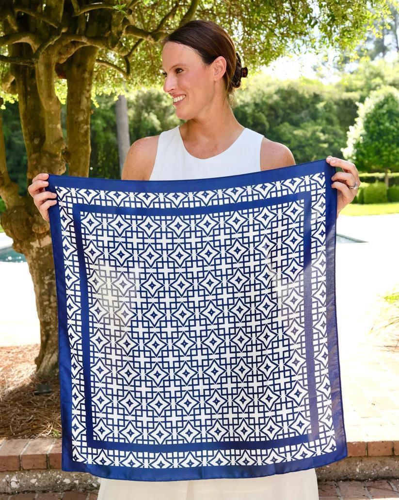 Langston Navy/White Geometric Scarf