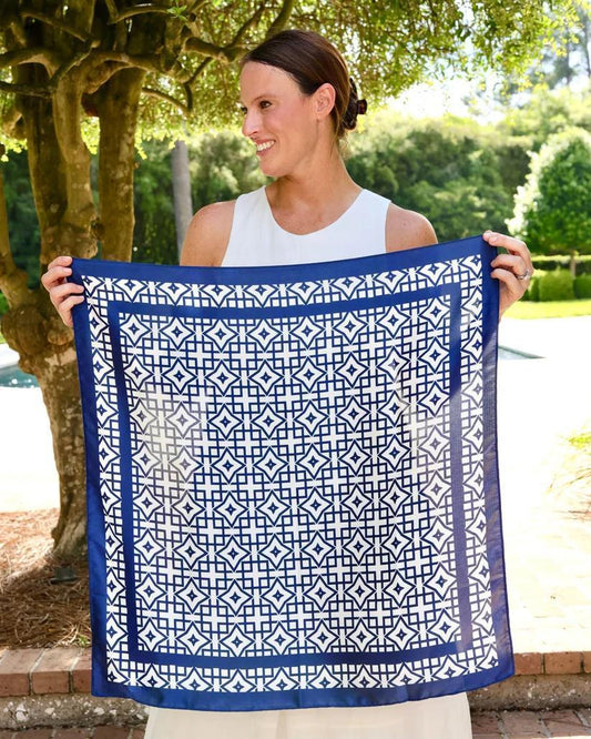 Langston Navy/White Geometric Scarf