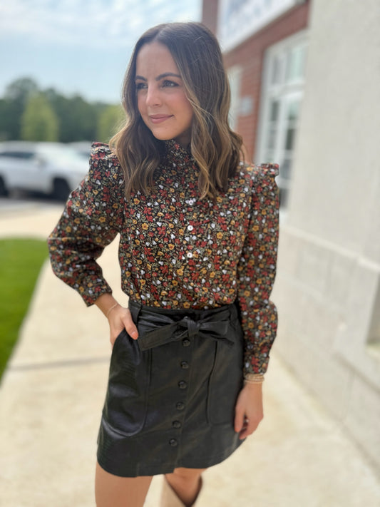 Black Pleather Tie Waist Mini Skirt
