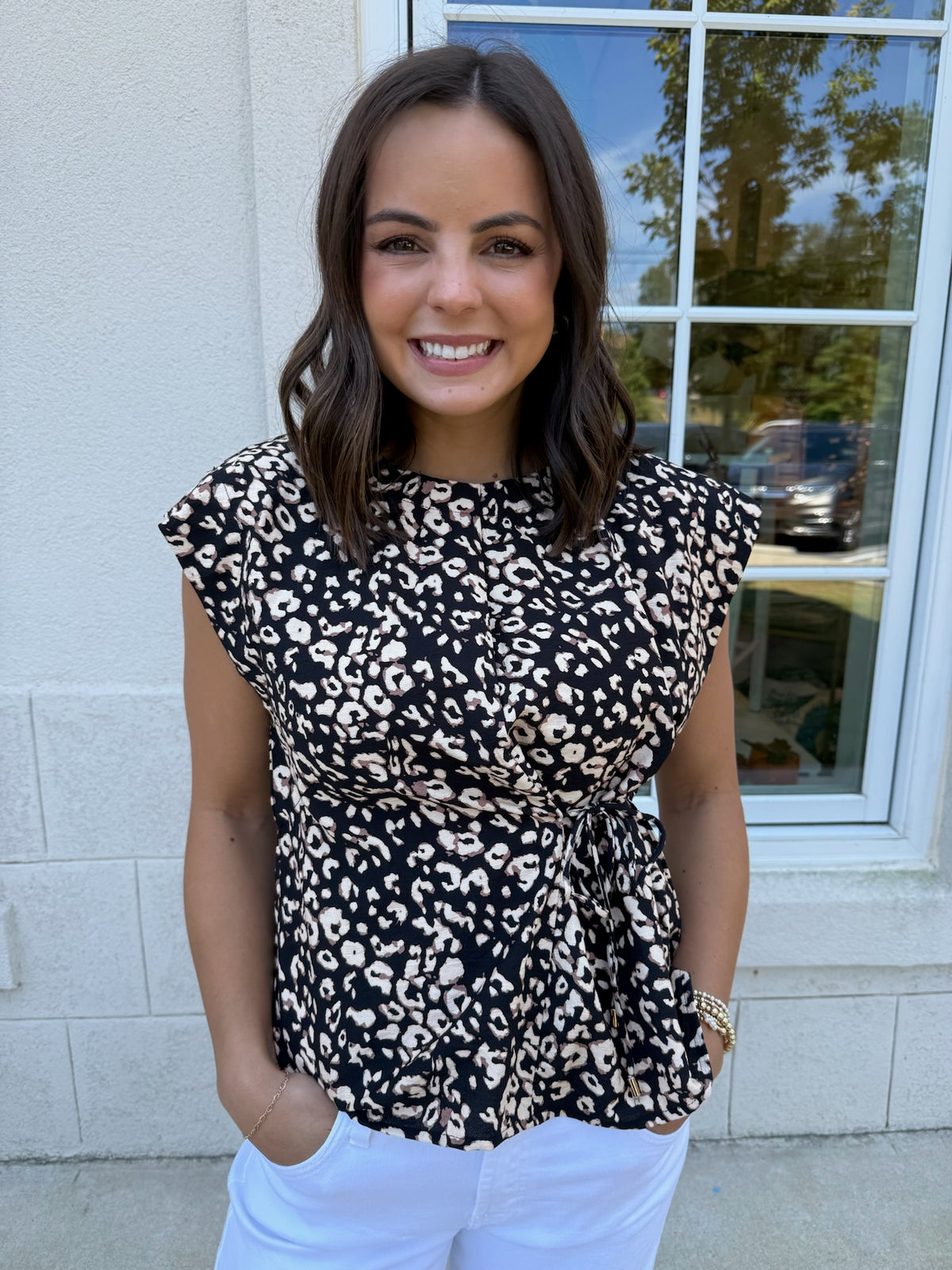 Black Animal Print Top