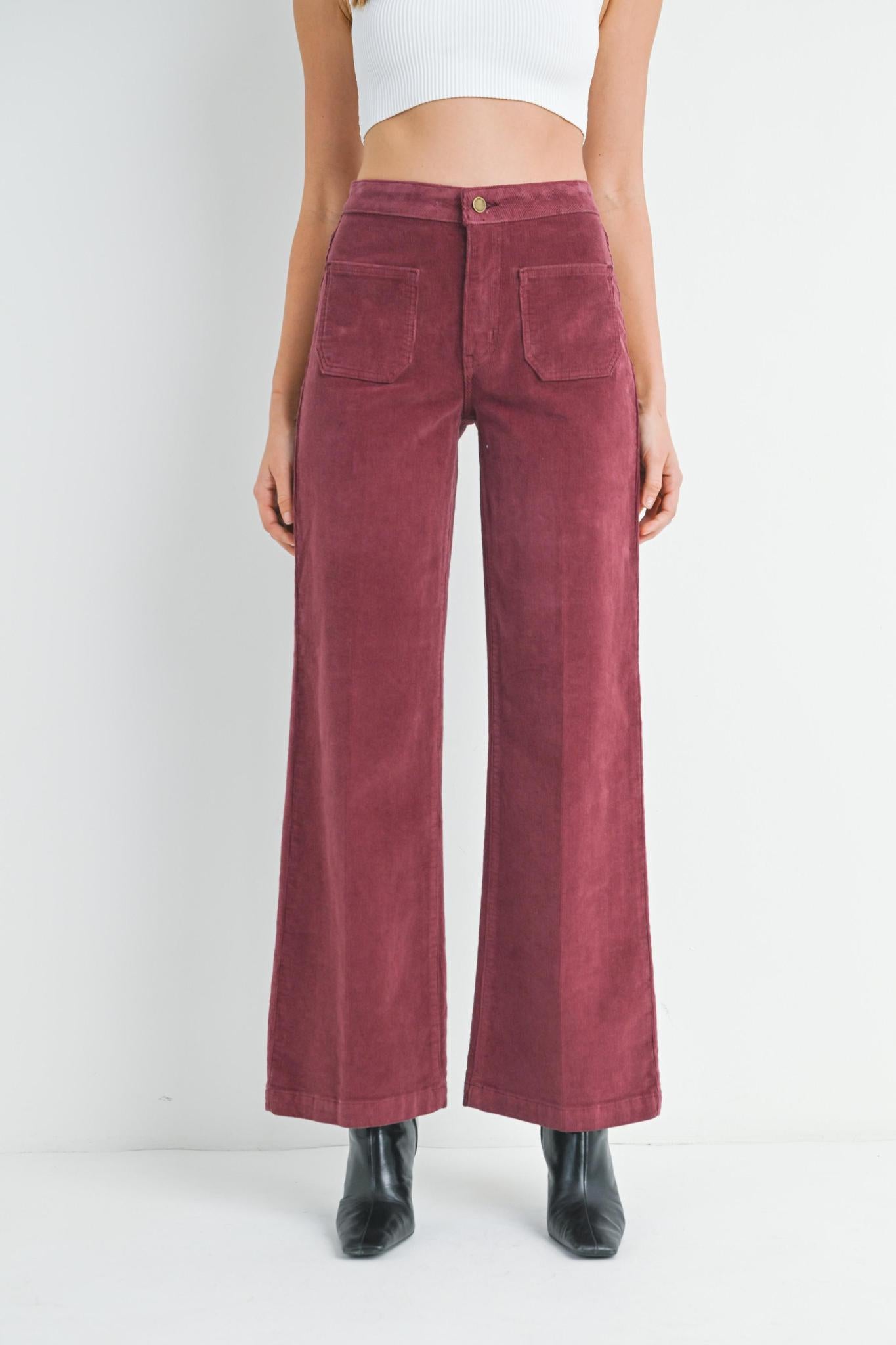 Dark Burgundy Corduroy Mini Patch Pocket