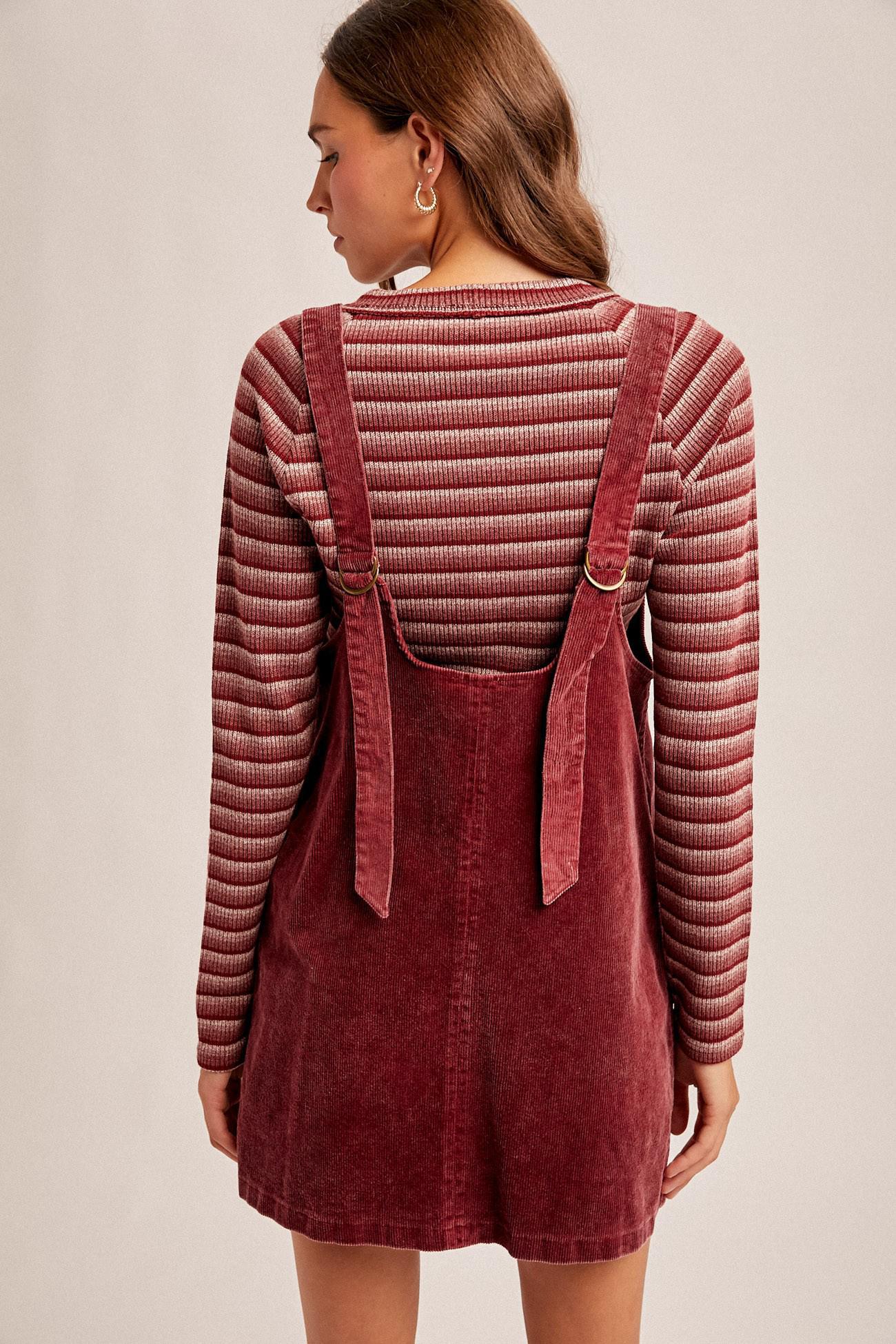 Raspberry Snow Washed  Corduroy Dress