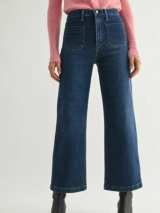 Dark Denim Patch Pocket Wide Leg