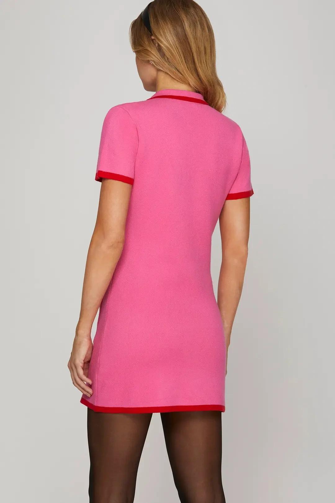 Red and Pink Sweater Dress