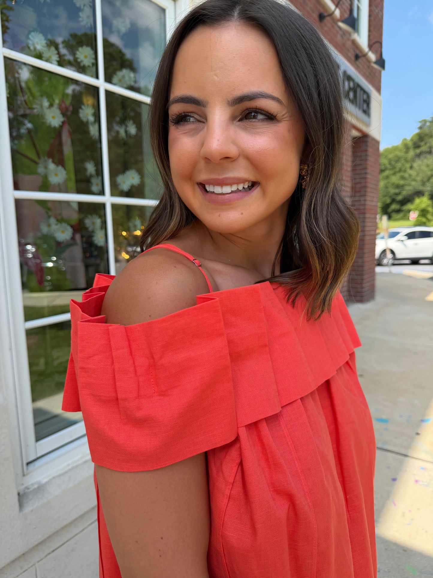 Burnt Orange Off Shoulder Mini