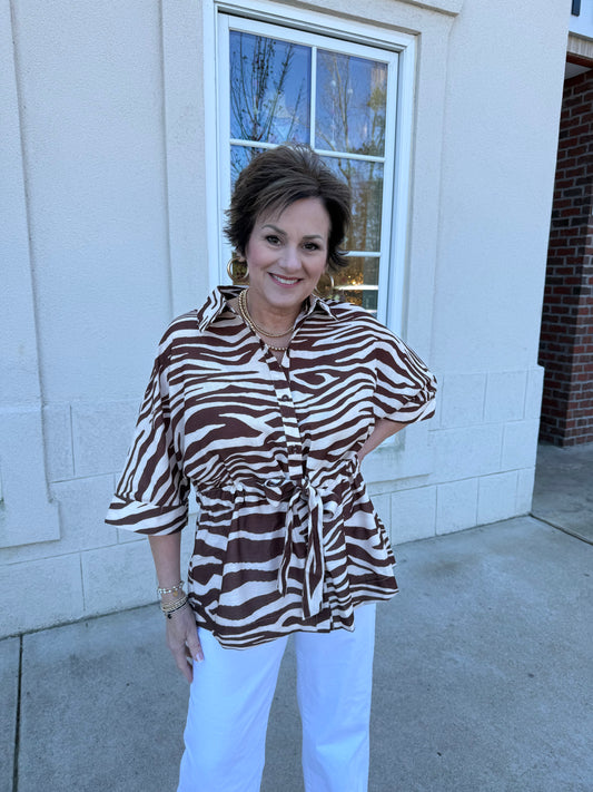 Brown Zebra Print Shirt