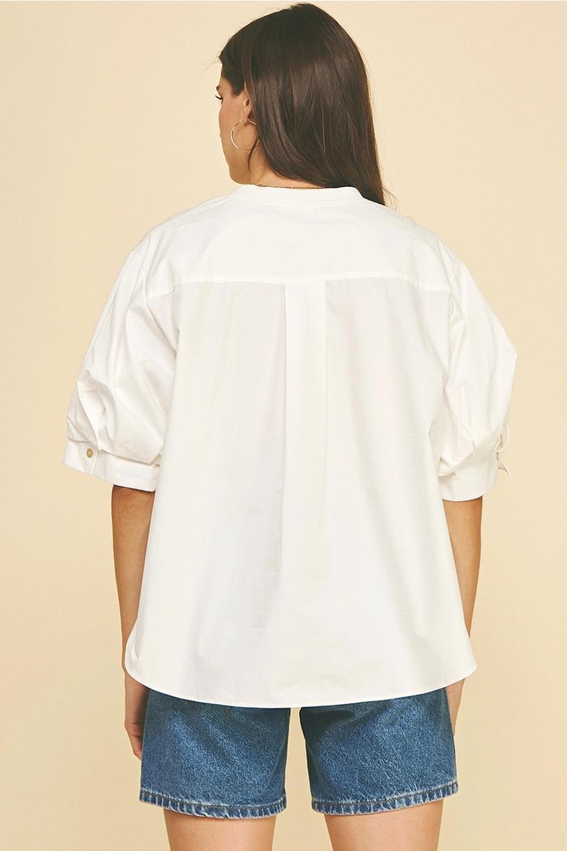 White Mixed Media Top