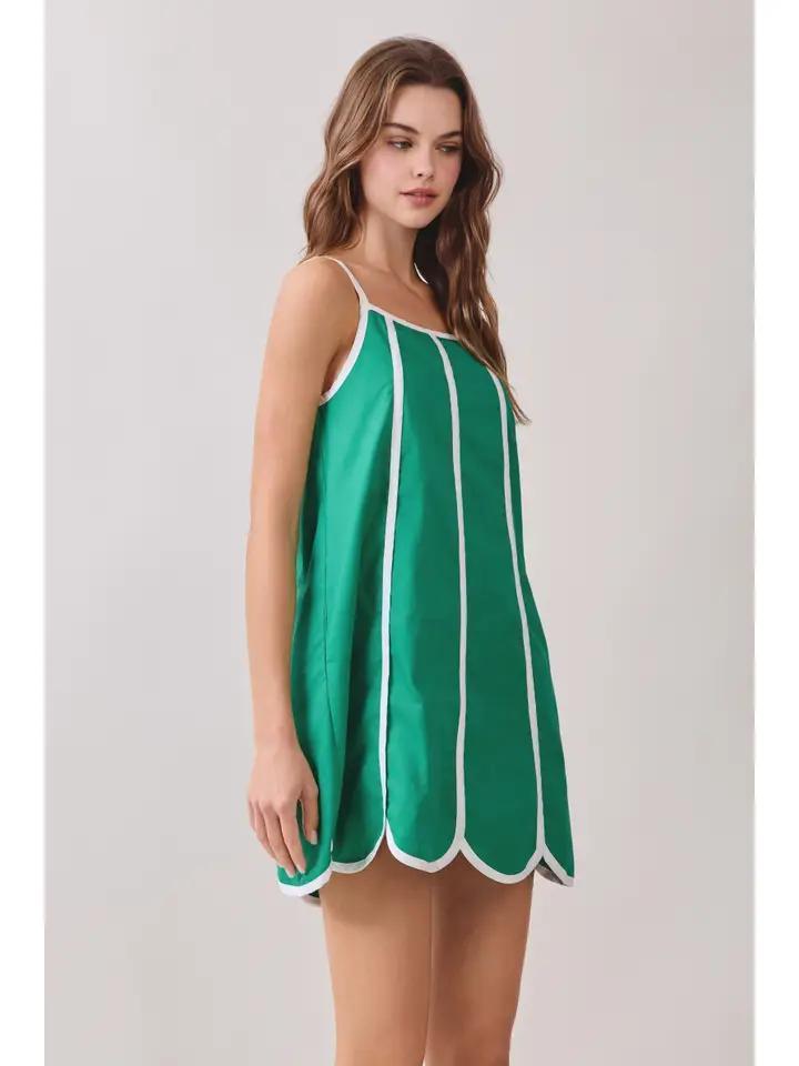 Green with White Contrast Trim Mini