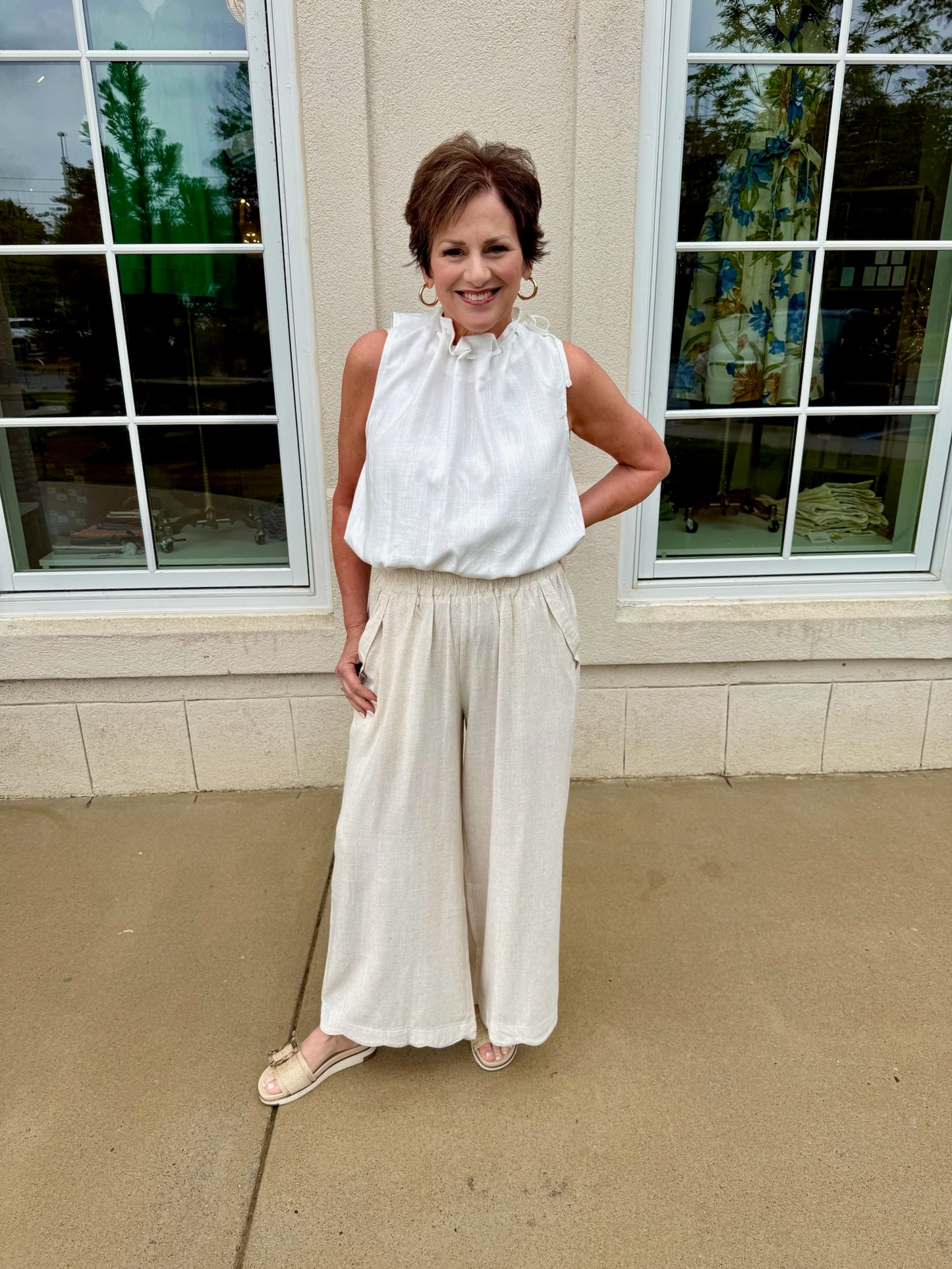 White Sleeveless Ruffle Top