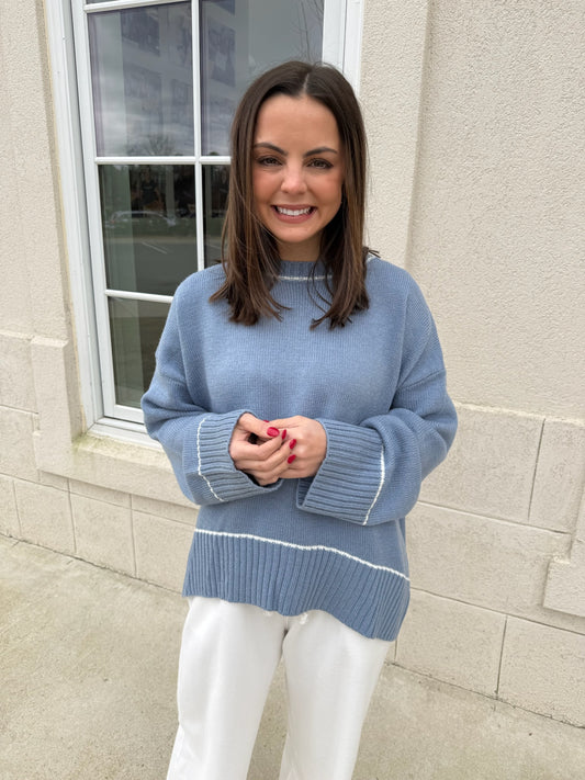 Blue and Cream Sweater