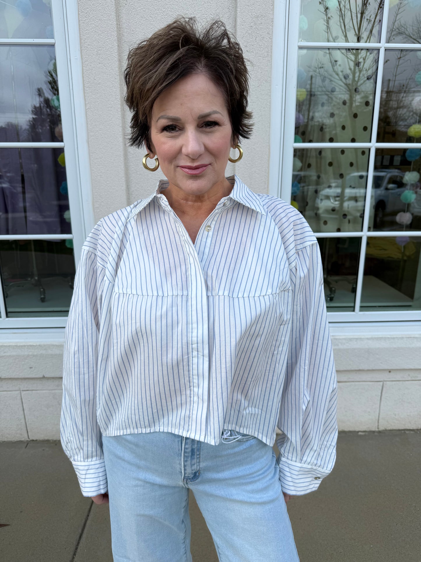 White Striped Button Down Shirt