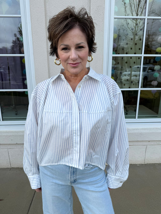 White Striped Button Down Shirt