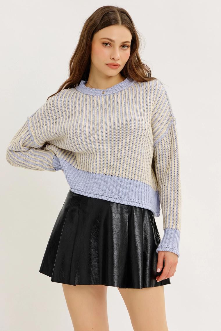 Dusty Blue Two Toned Oversized Sweater