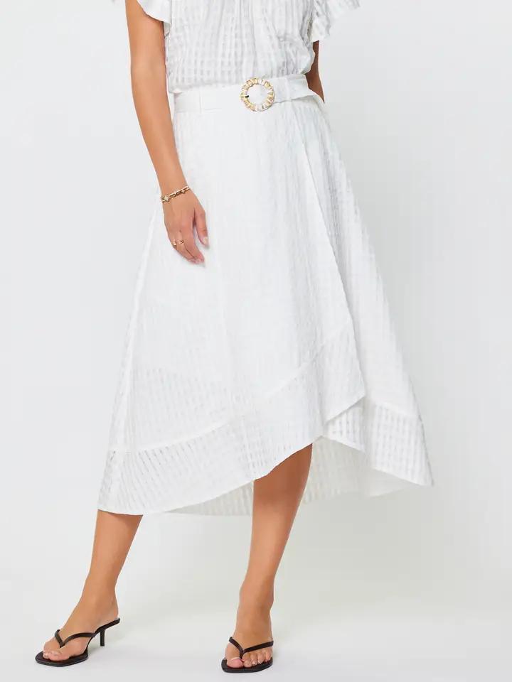 White Check Textured Skirt