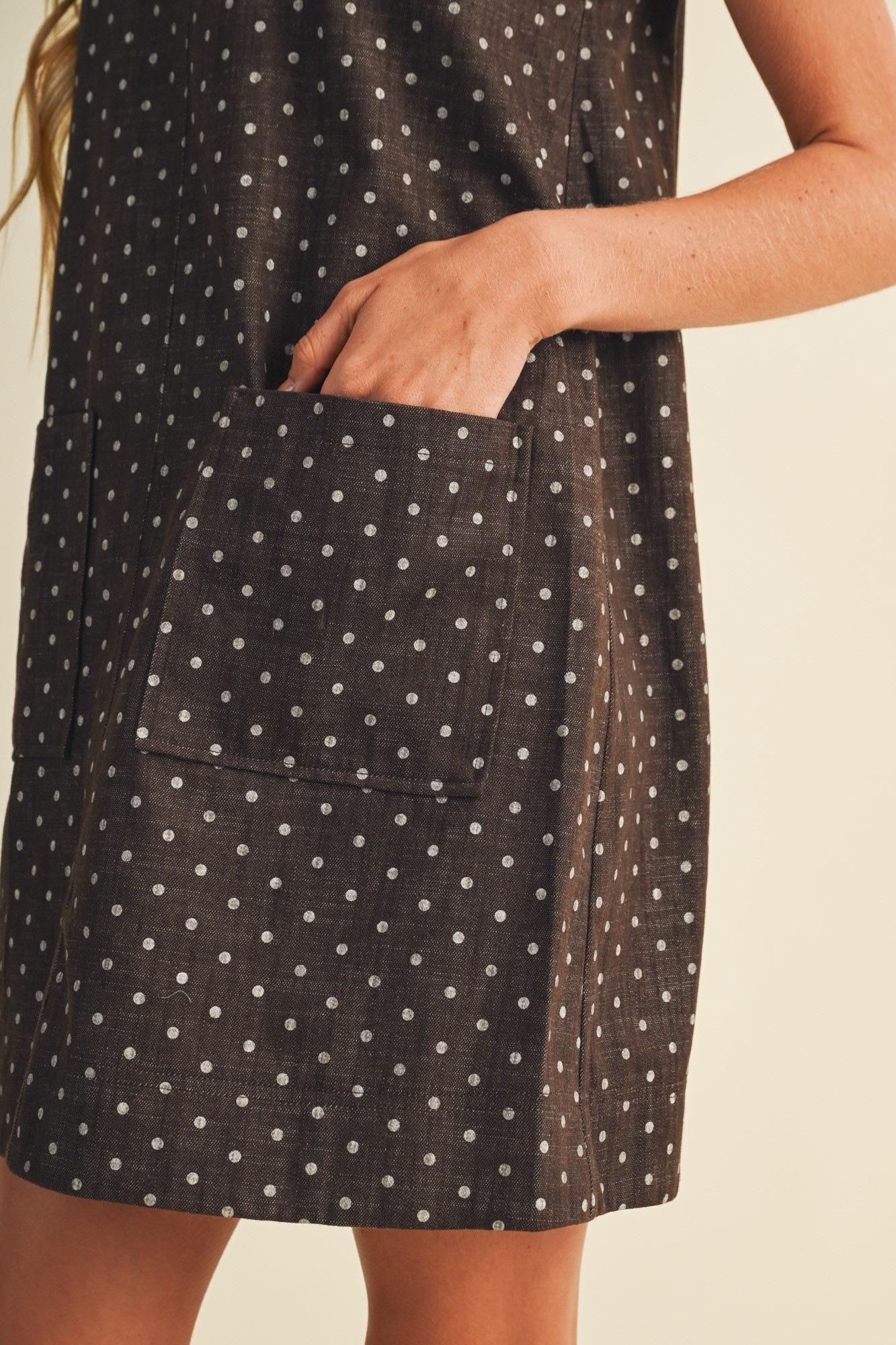 Espresso Polka Dot Sleeveless Dress