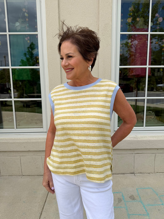 Lemon and Blueberry Striped Muscle Tank