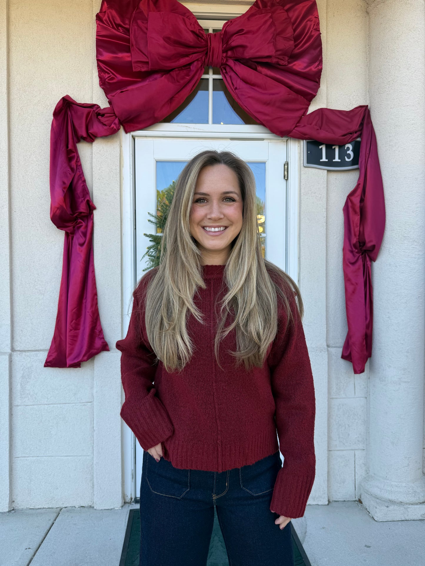 Red Brown Raw Edge Sweater