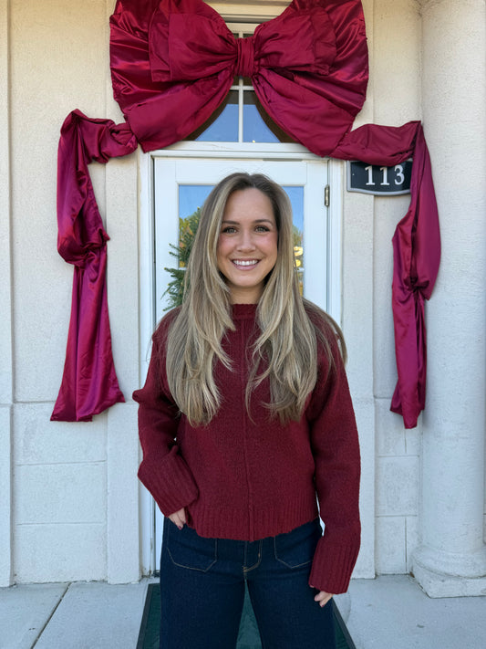 Red Brown Raw Edge Sweater